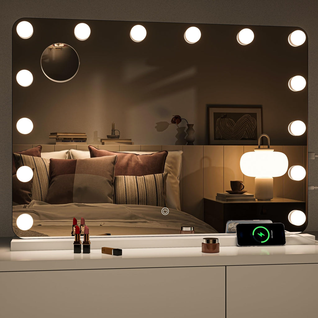 A mirror with LED lighting that enhances your makeup.